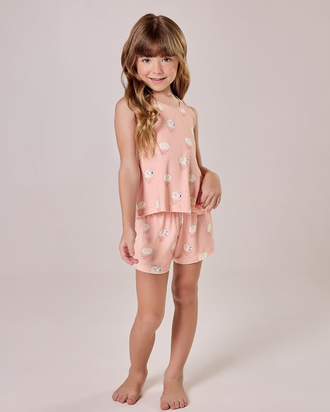 Pijama Infantil Feminino Regata Com Shorts