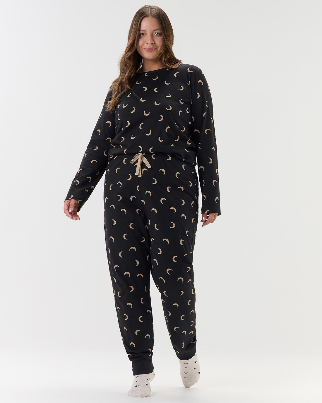 Pijama Feminino Manga Longa Com Calça Plus Size Pijama Feminino Manga Longa Com Calça Plus Size