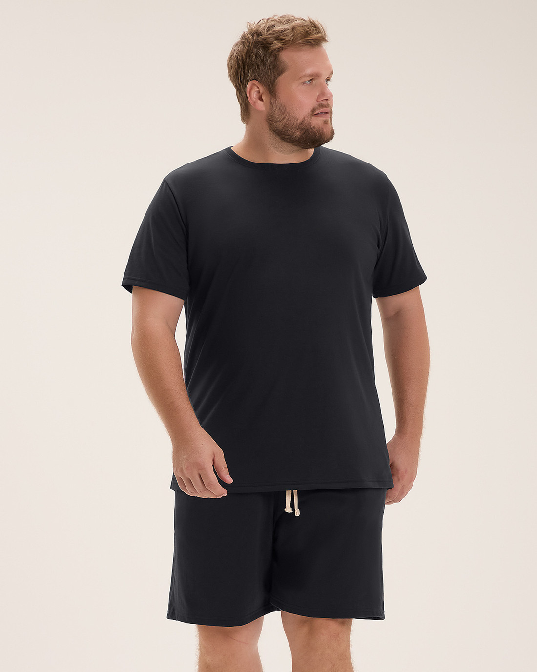 Pijama Masculino Manga Curta Com Bermuda Plus Size