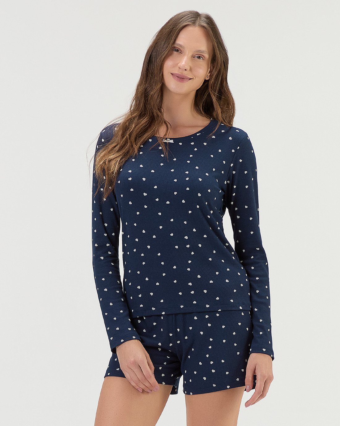 Pijama Feminino Manga Longa Com Shorts Pijama Feminino Manga Longa Com Shorts