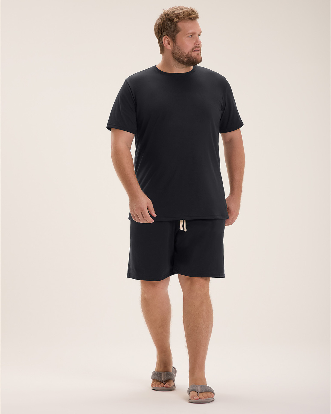 Pijama Masculino Manga Curta Com Bermuda Plus Size