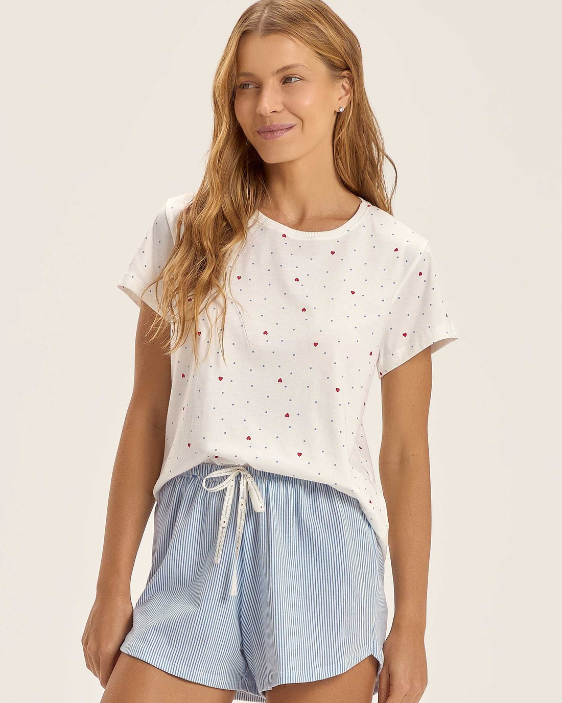 Pijama Feminino Manga Curta Com Shorts