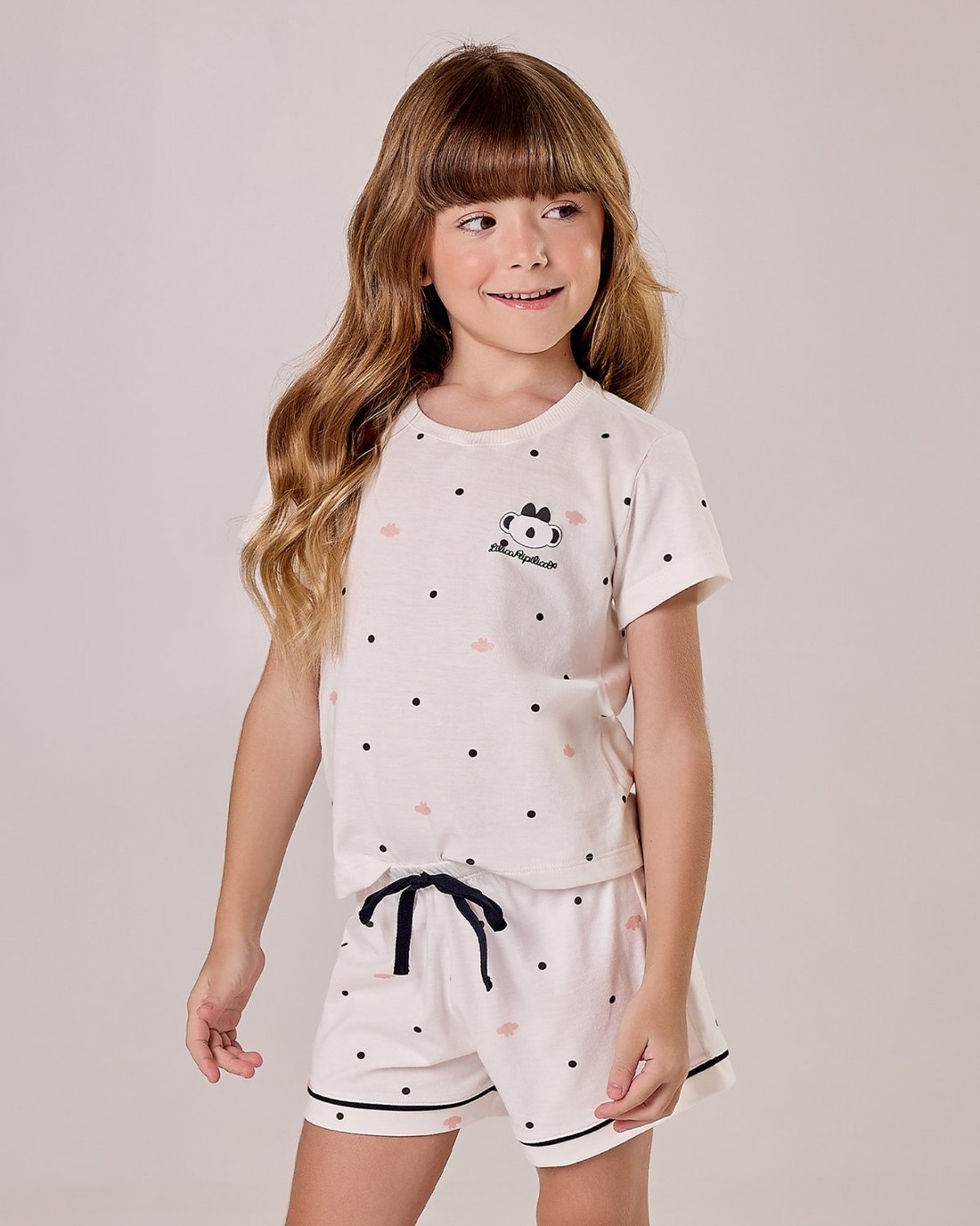 Pijama Feminino Infantil Manga Curta Com Shorts Pijama Feminino Infantil Manga Curta Com Shorts