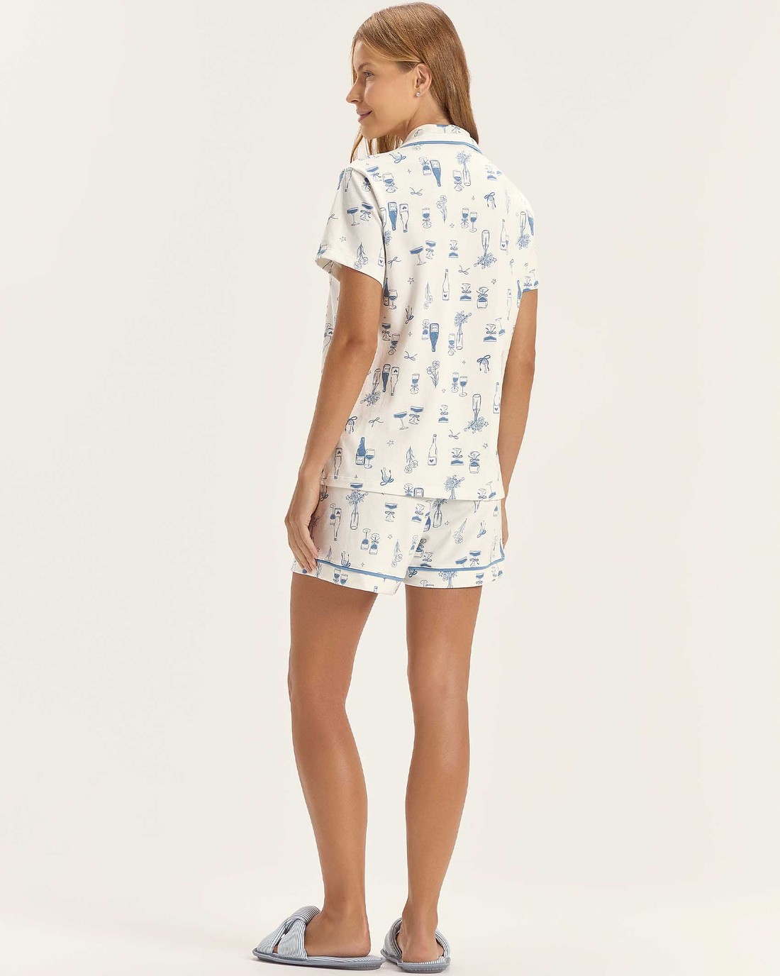 Pijama Feminino Manga Curta Americano Com Shorts