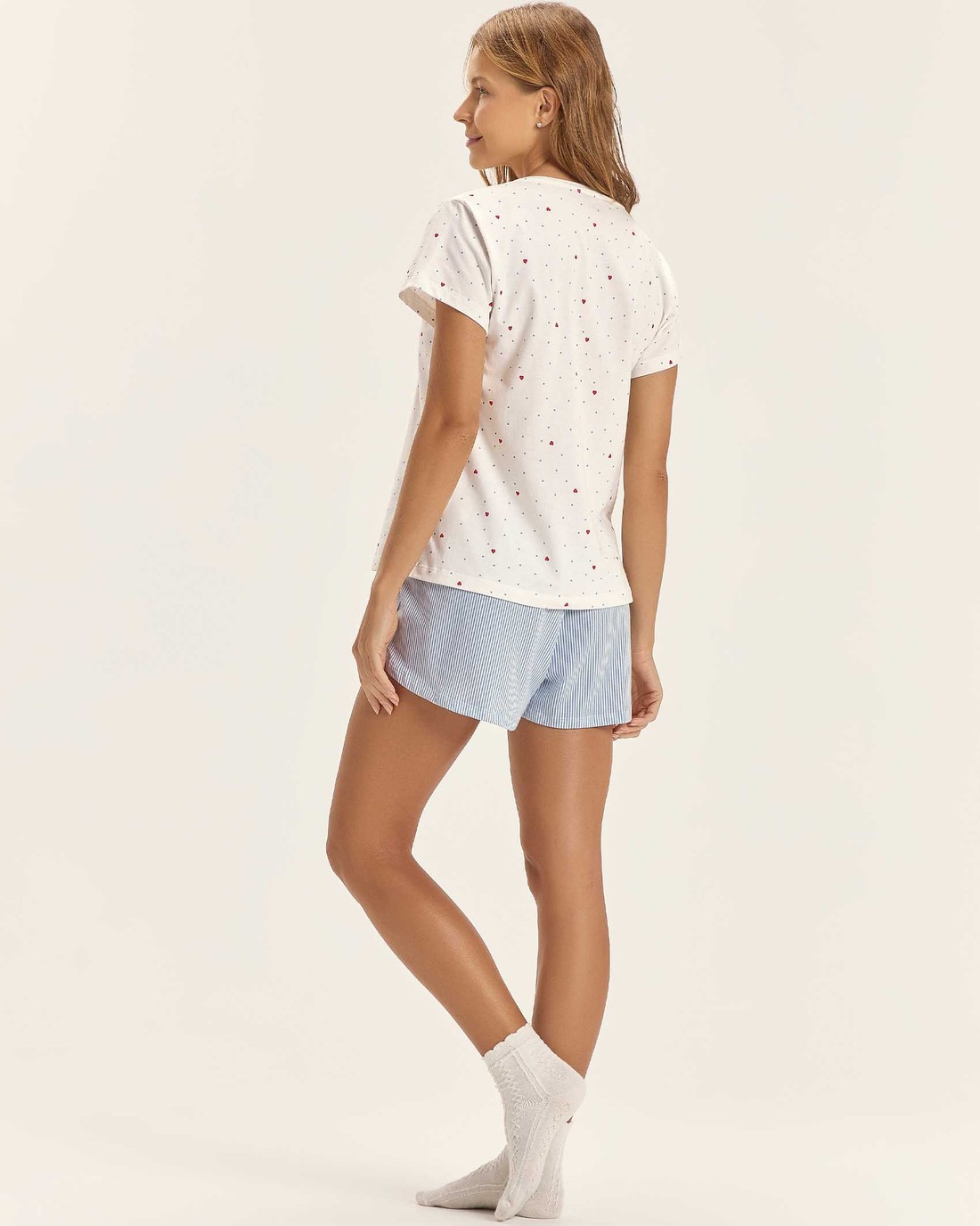 Pijama Feminino Manga Curta Com Shorts