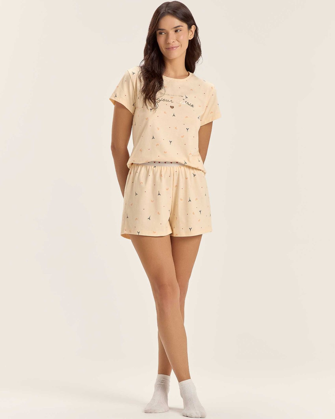 Pijama Feminino Manga Curta Com Shorts Pijama Feminino Manga Curta Com Shorts