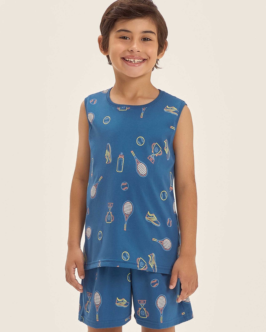 Pijama Masculino Infantil Regata Com Bermuda Pijama Masculino Infantil Regata Com Bermuda