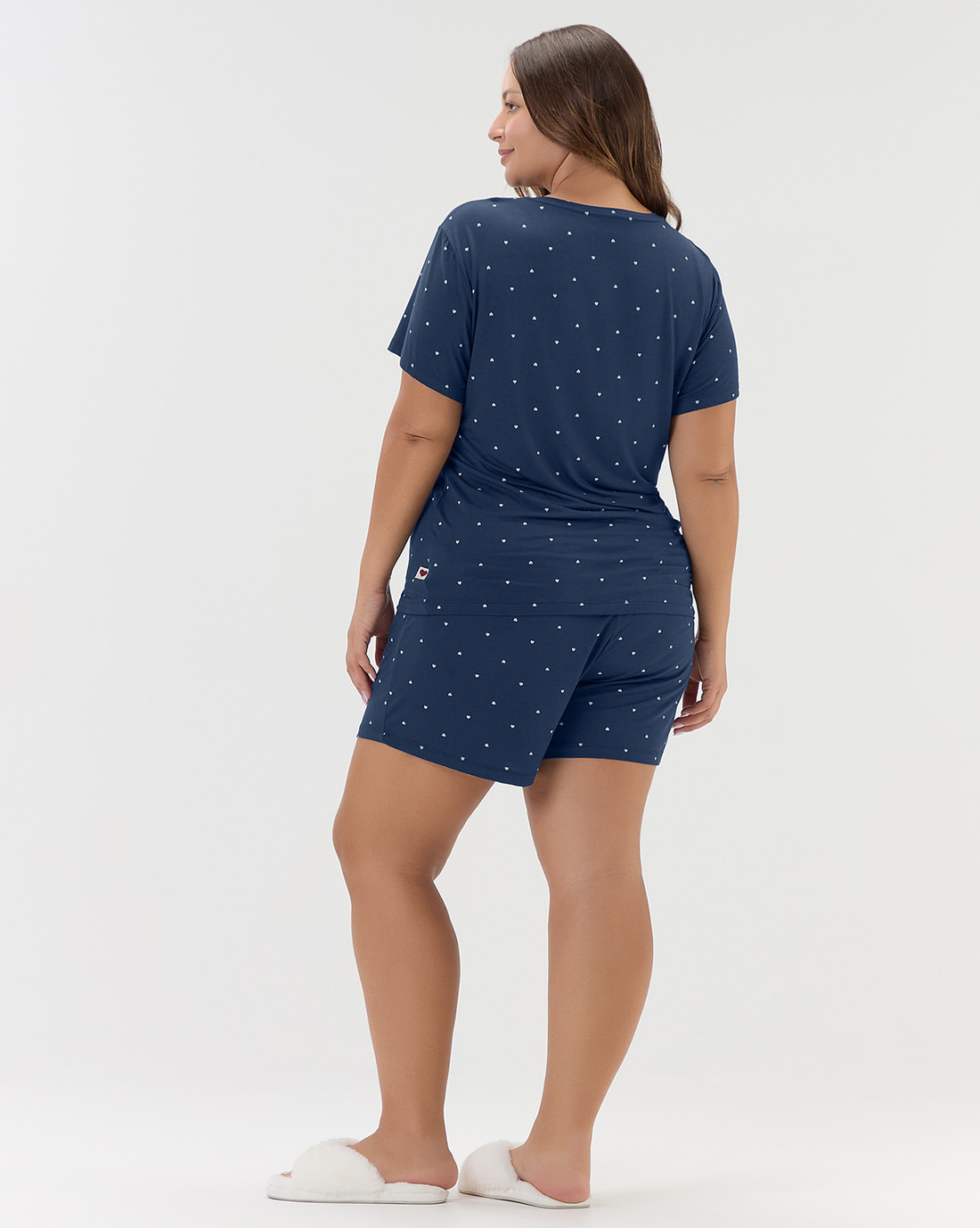 Pijama Feminino Plus Size Manga Curta Com Shorts