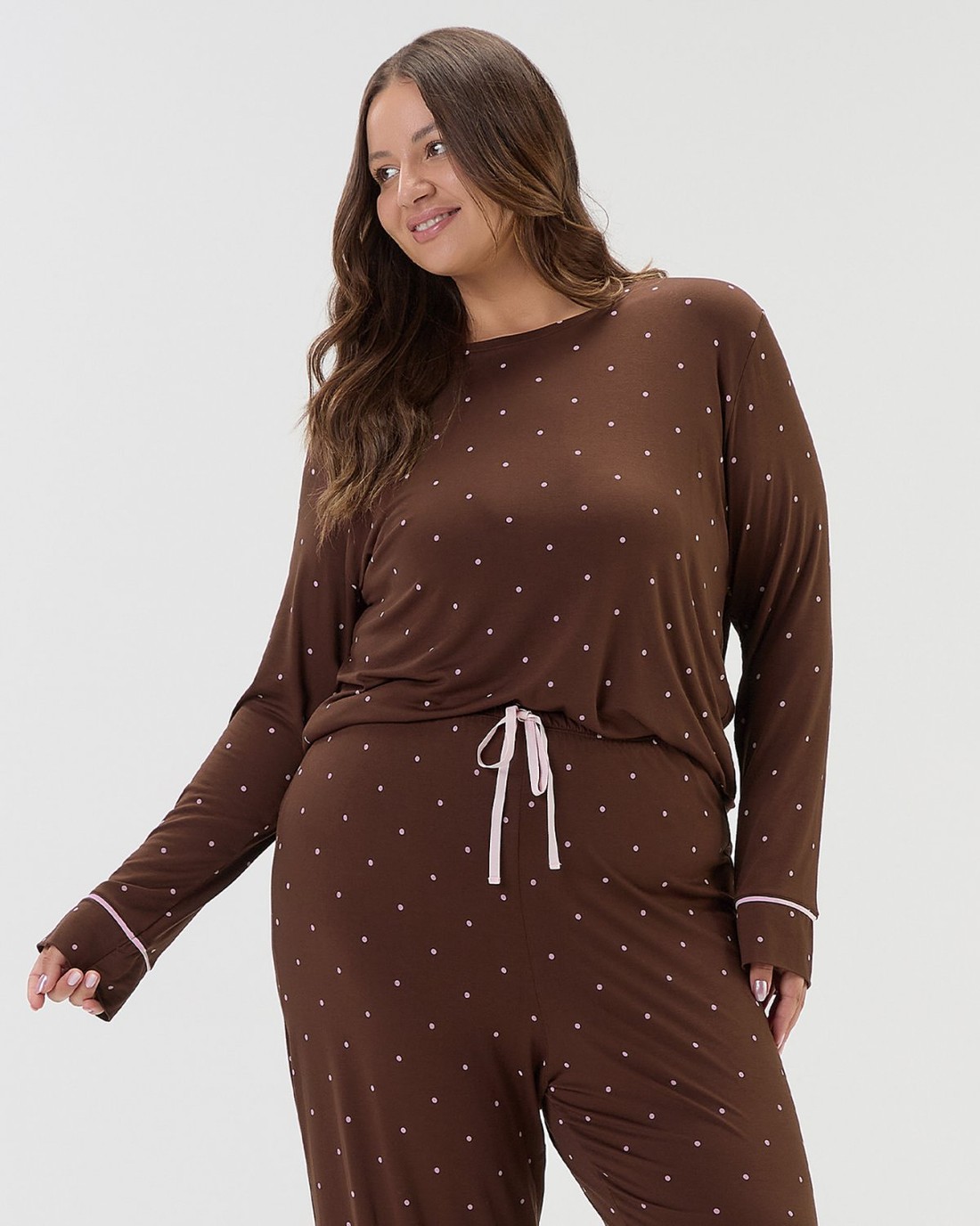 Pijama Feminino Manga Longa Com Calça Plus Size Pijama Feminino Manga Longa Com Calça Plus Size
