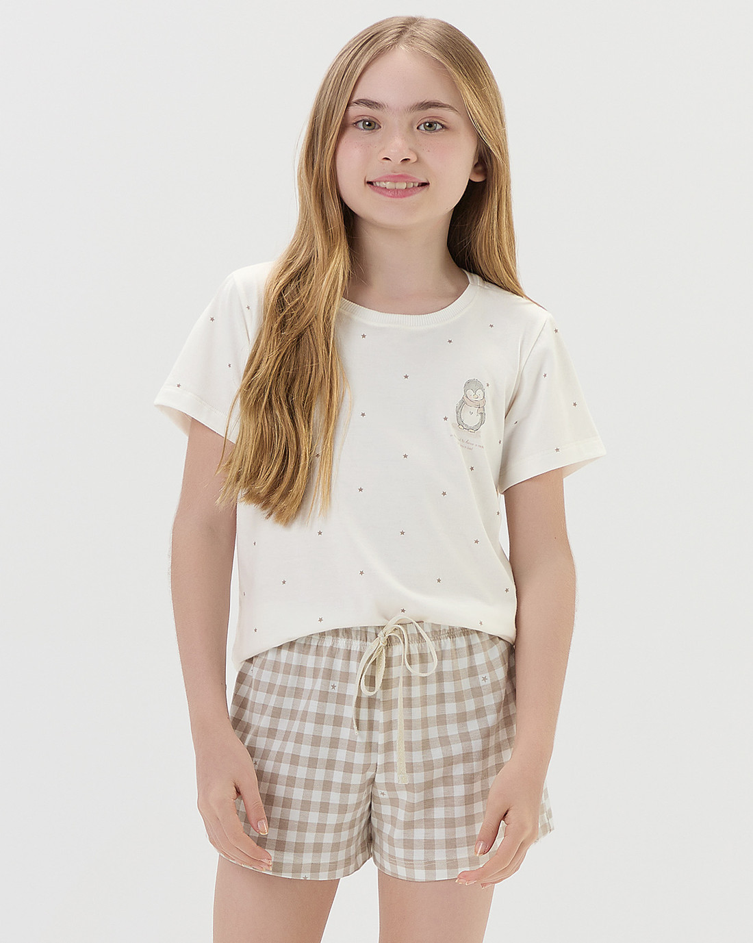 Pijama Feminino Infantil Manga Curta Com Shorts Pijama Feminino Infantil Manga Curta Com Shorts