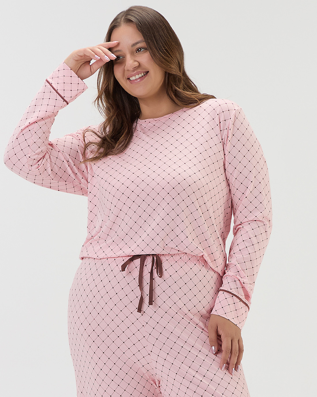 Pijama Feminino Manga Longa Com Calça Plus Size