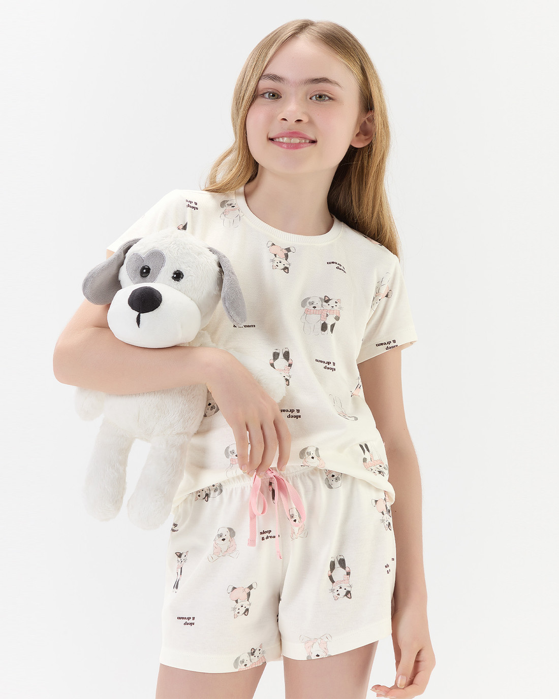 Pijama Feminino Infantil Manga Curta Com Shorts