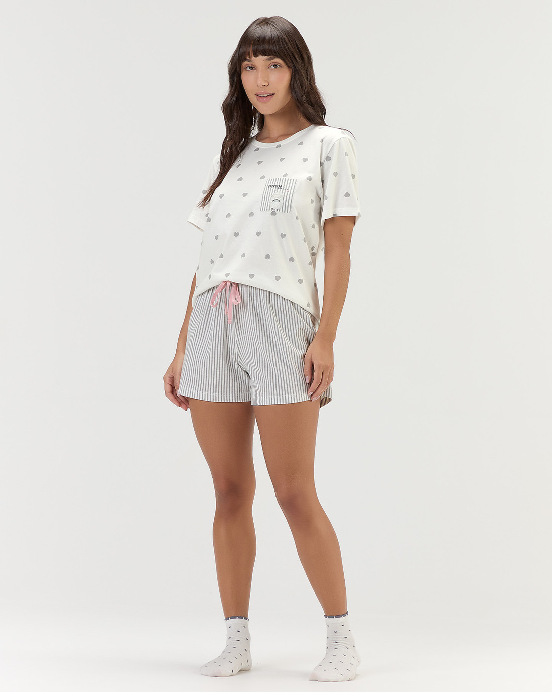 Pijama Feminino Manga Curta Com Shorts Pijama Feminino Manga Curta Com Shorts