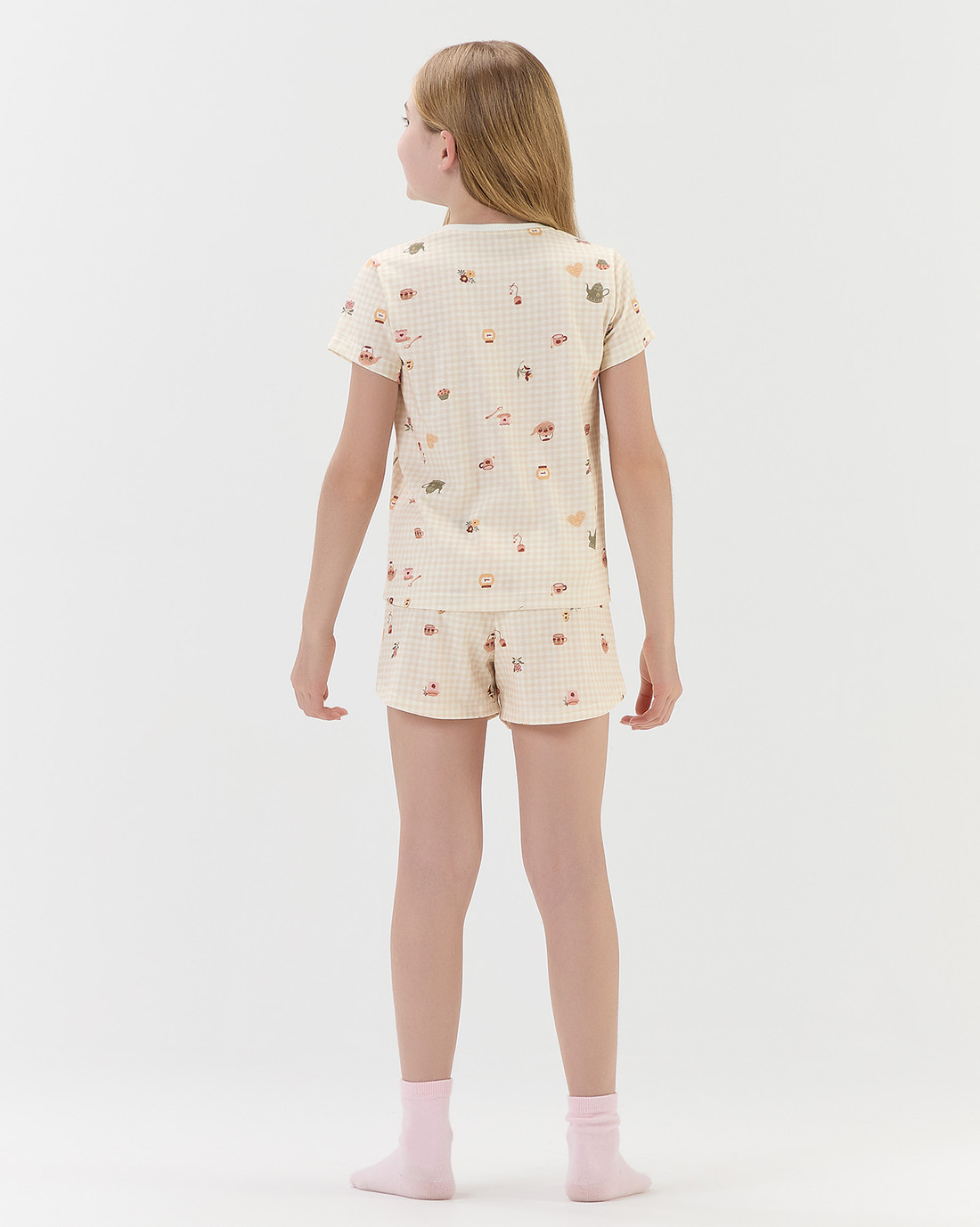 Pijama Feminino Infantil Manga Curta Com Shorts Pijama Feminino Infantil Manga Curta Com Shorts