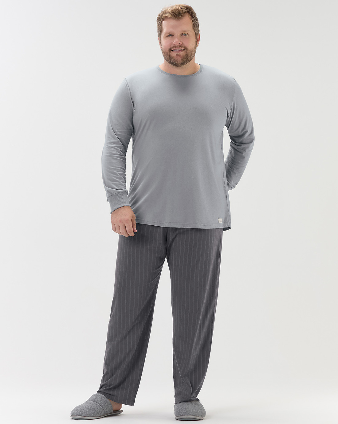 Pijama Masculino Manga Longa Com Calça Plis Size Pijama Masculino Manga Longa Com Calça Plis Size