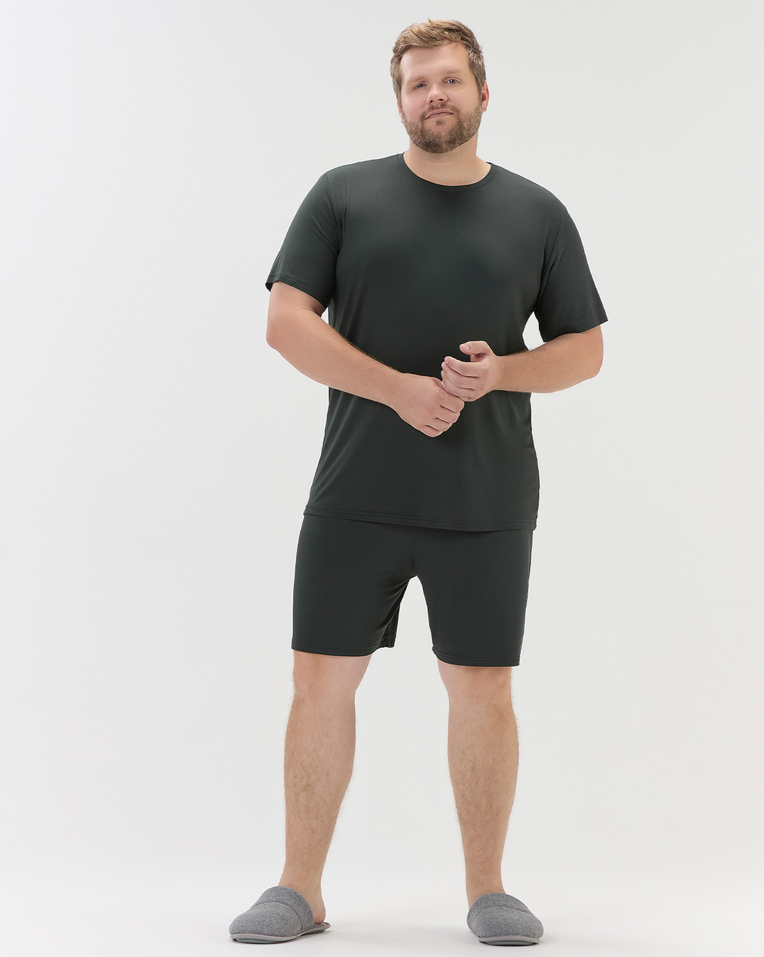 Pijama Masculino Manga Curta Com Bermuda Plus Size
