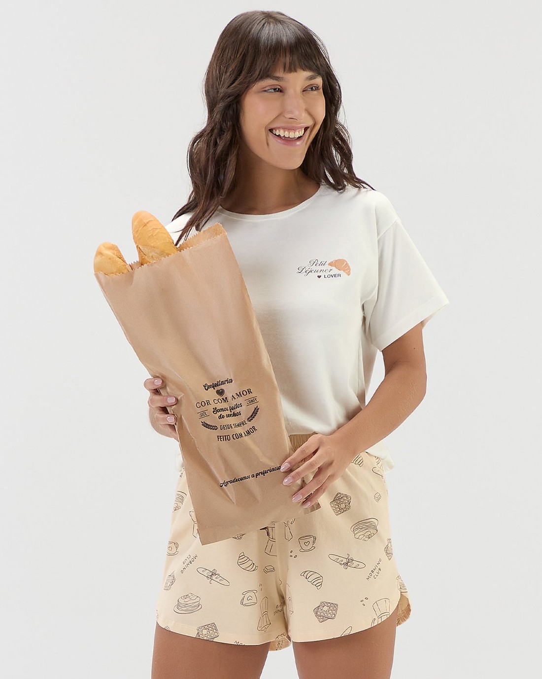 Pijama Feminino Manga Curta com Shorts