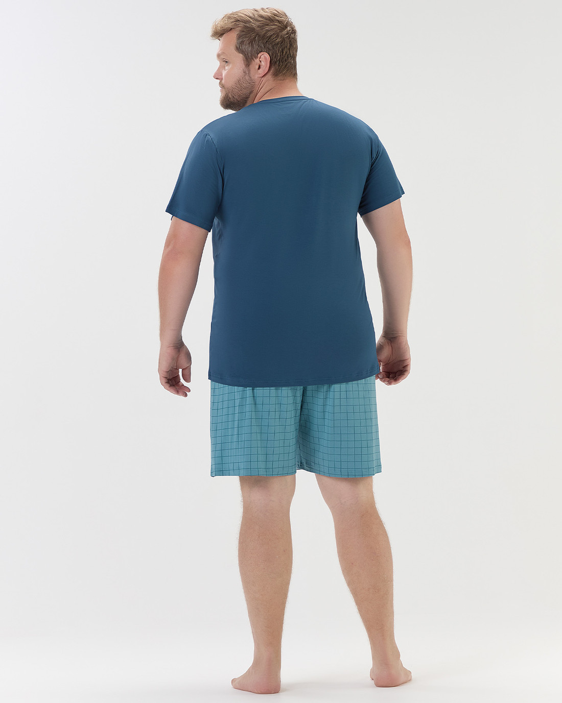 Pijama Masculino Manga Curta Com Bermuda Plus Size