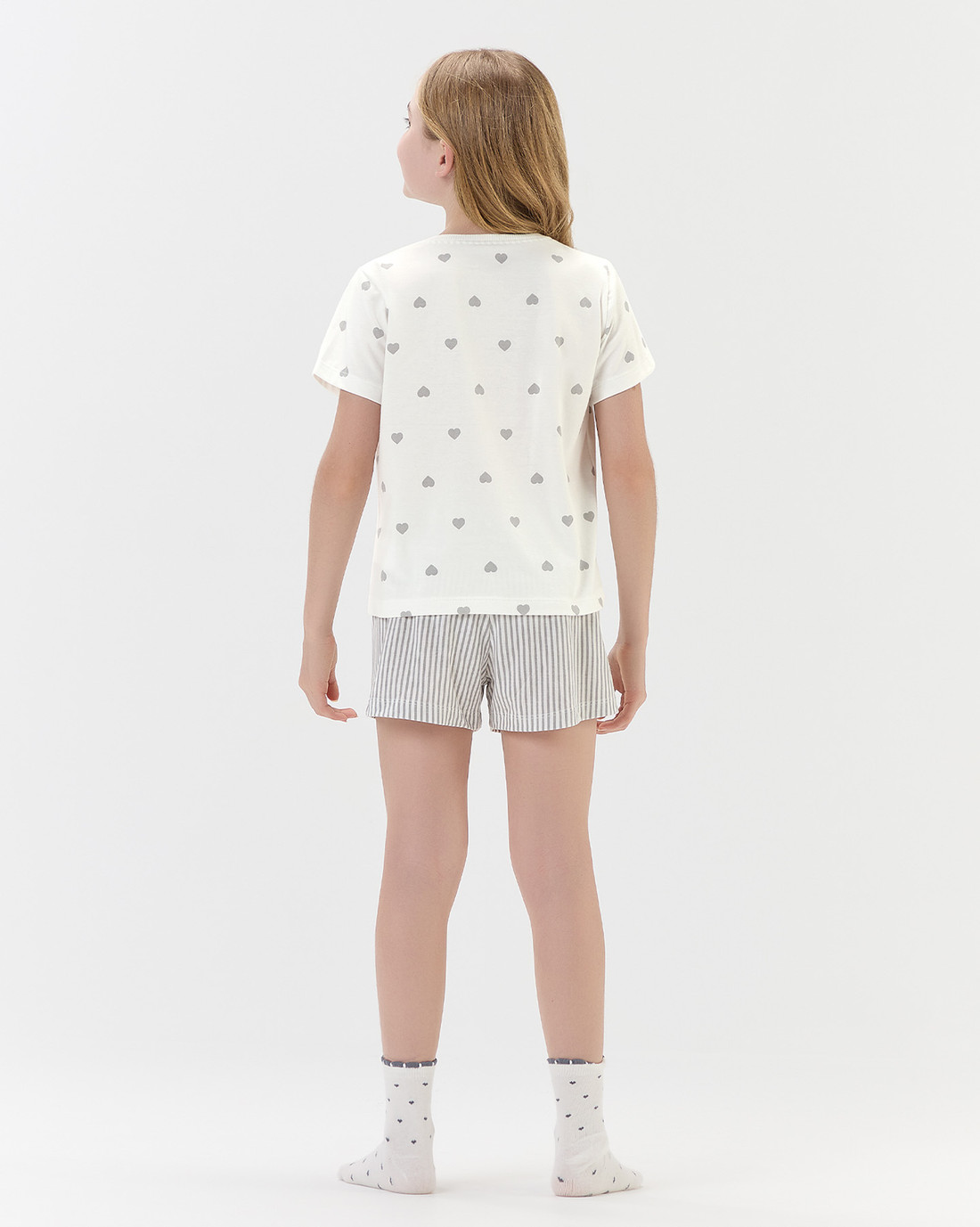 Pijama Feminino Infantil Manga Curta Com Shorts