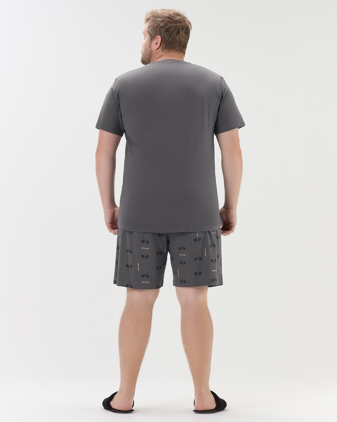 Pijama Masculino Manga Curta Com Bermuda Plus Size