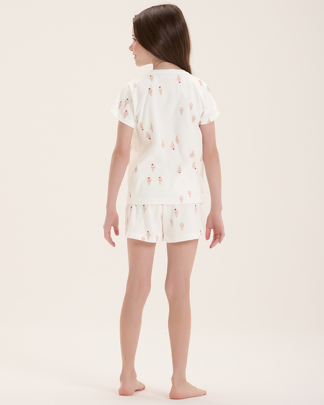 Pijama Infantil Feminino Manga Curta Com Shorts