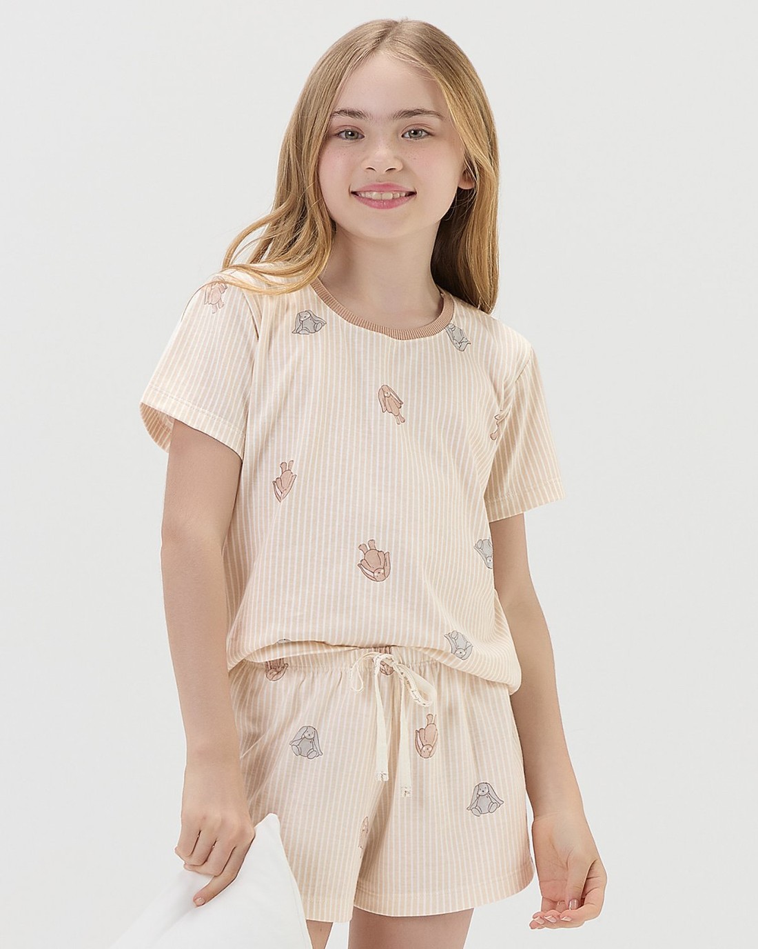 Pijama Feminino Infantil Manga Curta Com Shorts Pijama Feminino Infantil Manga Curta Com Shorts