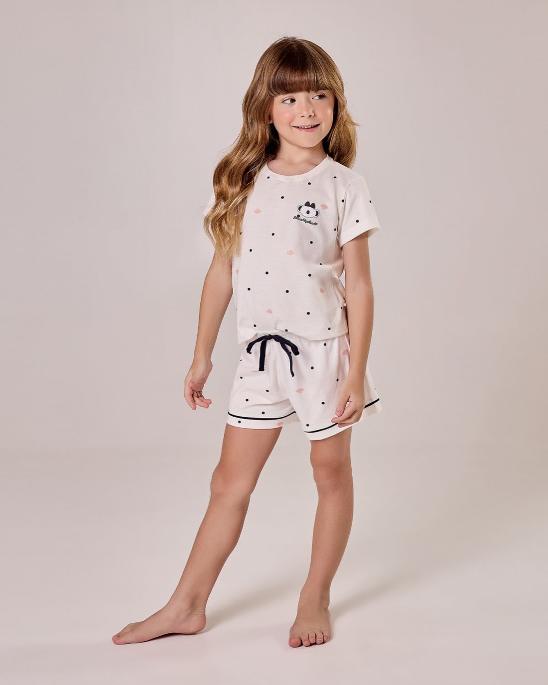 Pijama Feminino Infantil Manga Curta Com Shorts Pijama Feminino Infantil Manga Curta Com Shorts