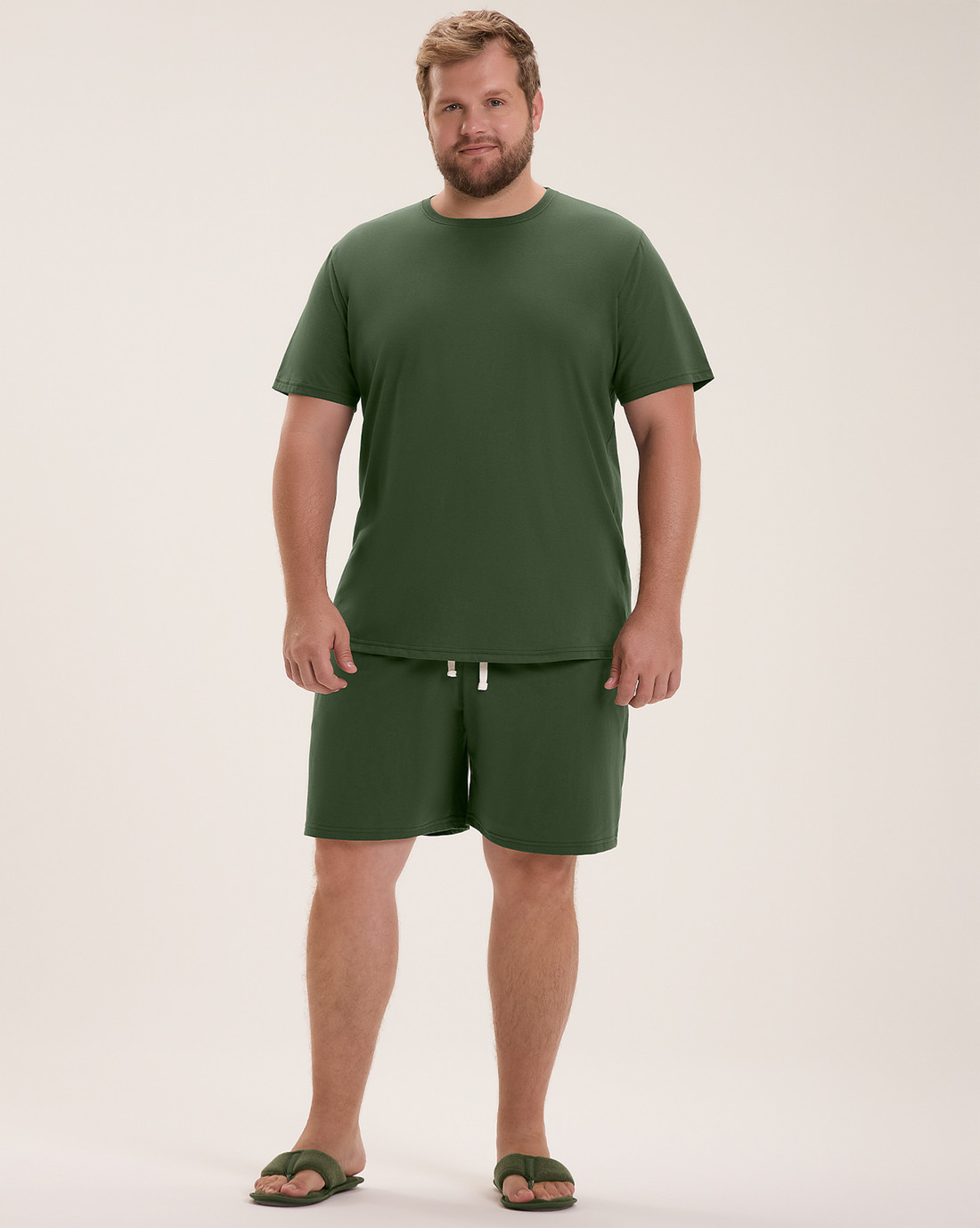 Pijama Masculino Manga Curta Com Bermuda Plus Size