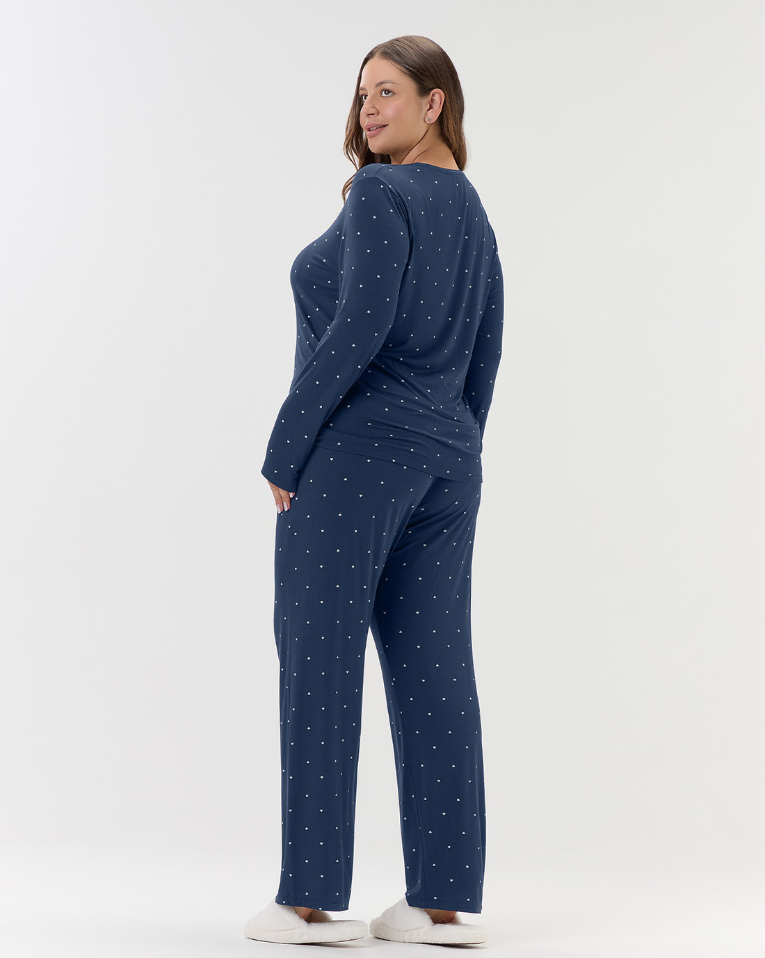 Pijama Feminino Manga Longa Com Calça Plus Size Pijama Feminino Manga Longa Com Calça Plus Size