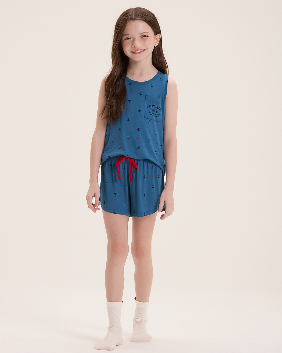 Pijama Feminino Infantil Regata Com Shorts