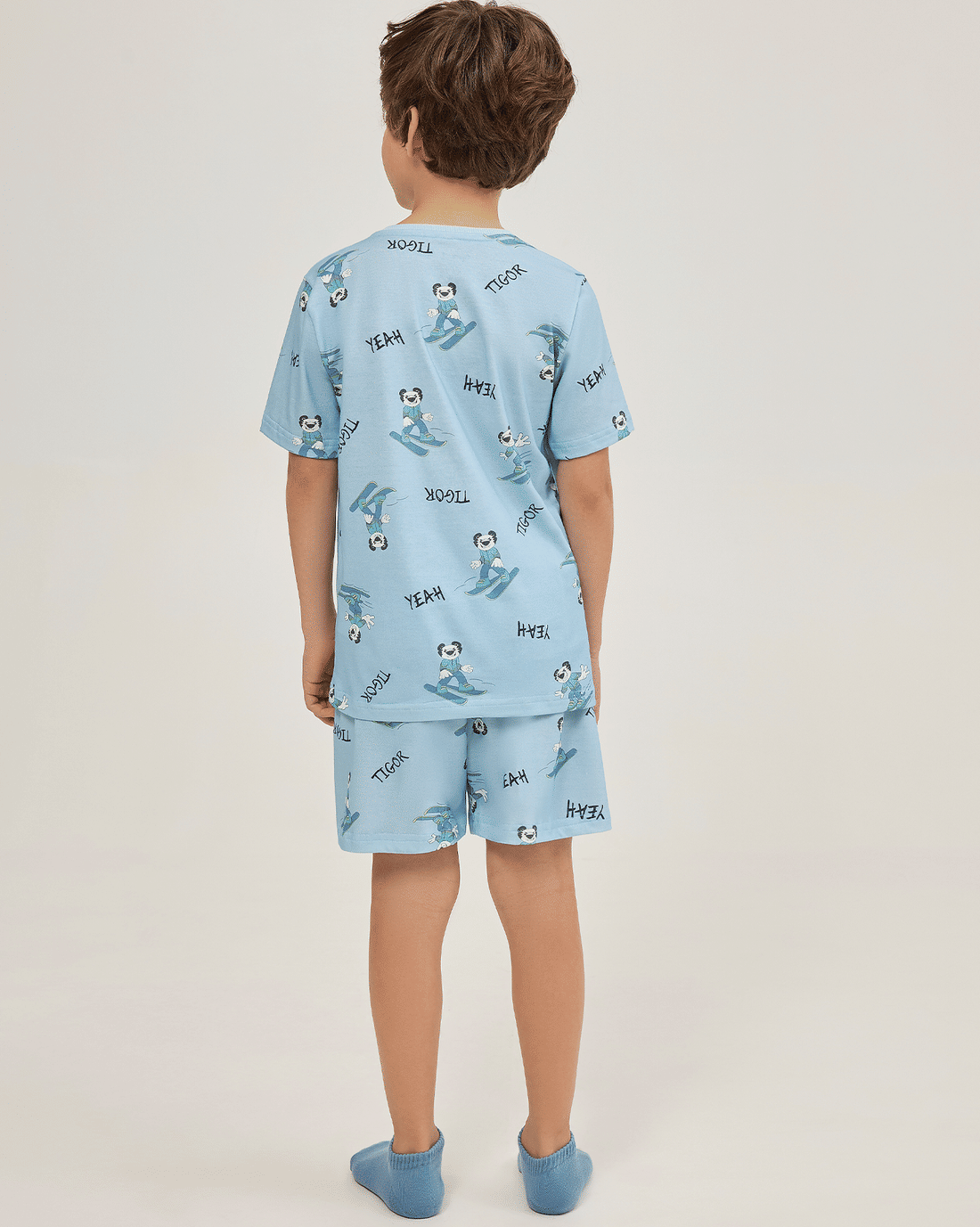 Pijama Masculino Infantil Manga Curta Com Bermuda