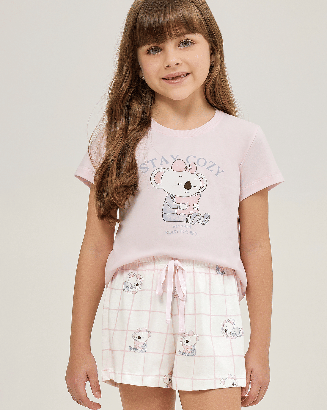 Pijama Feminino Infantil Manga Curta Com Short Pijama Feminino Infantil Manga Curta Com Short