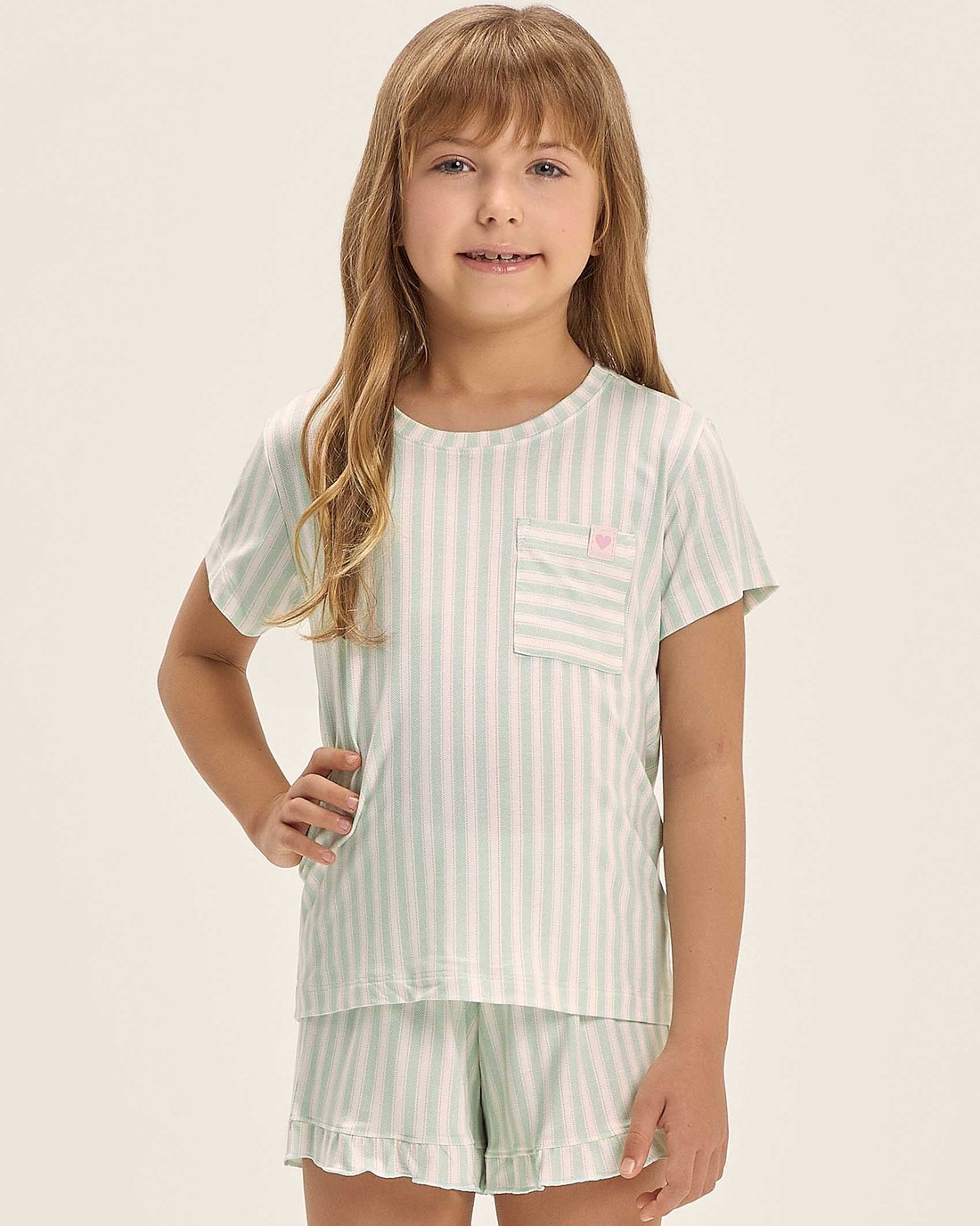 Pijama Feminino Infantil Manga Curta Com Shorts Pijama Feminino Infantil Manga Curta Com Shorts