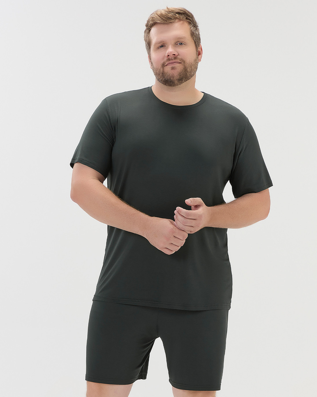 Pijama Masculino Manga Curta Com Bermuda Plus Size