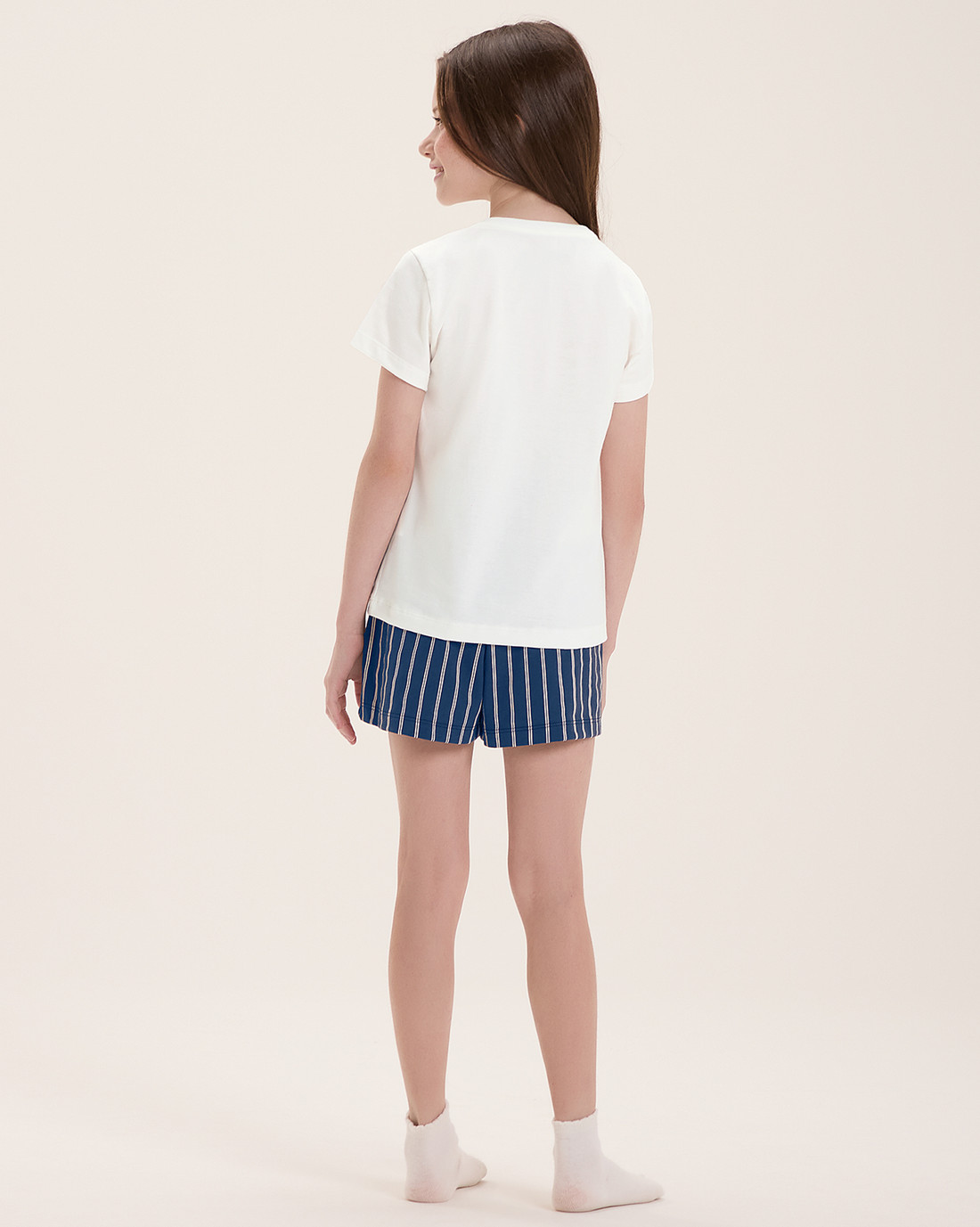 Pijama Infantil Feminino Manga Curta Com Shorts