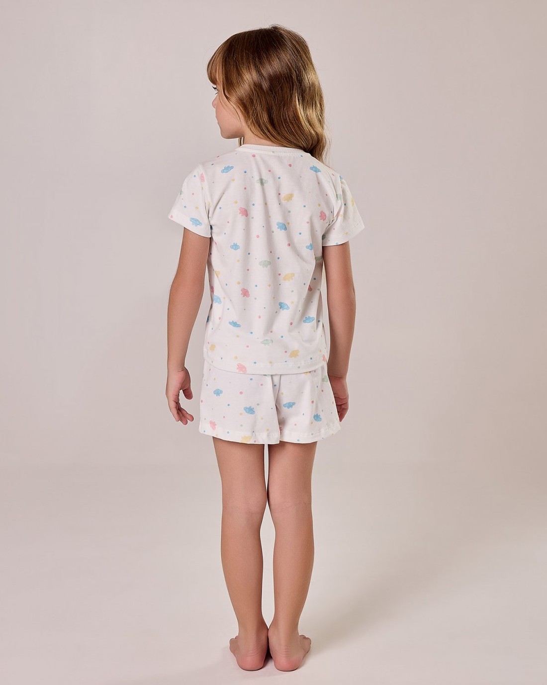 Pijama Feminino Infantil  Manga Curta Com Shorts