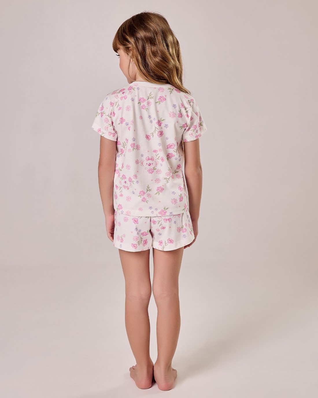 Pijama  Feminino Infantil  Manga Curta Com Shorts