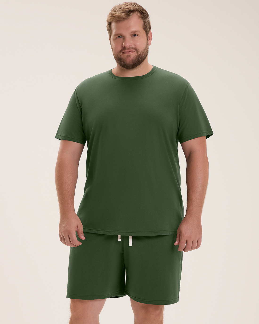 Pijama Masculino Manga Curta Com Bermuda Plus Size