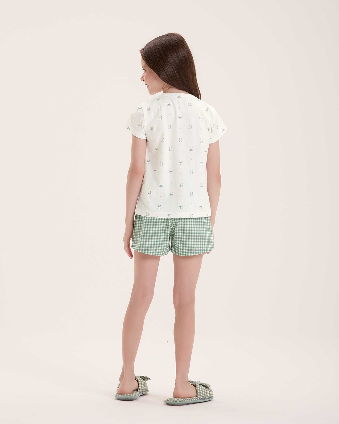 Pijama Feminino Infantil Manga Curta Com Shorts