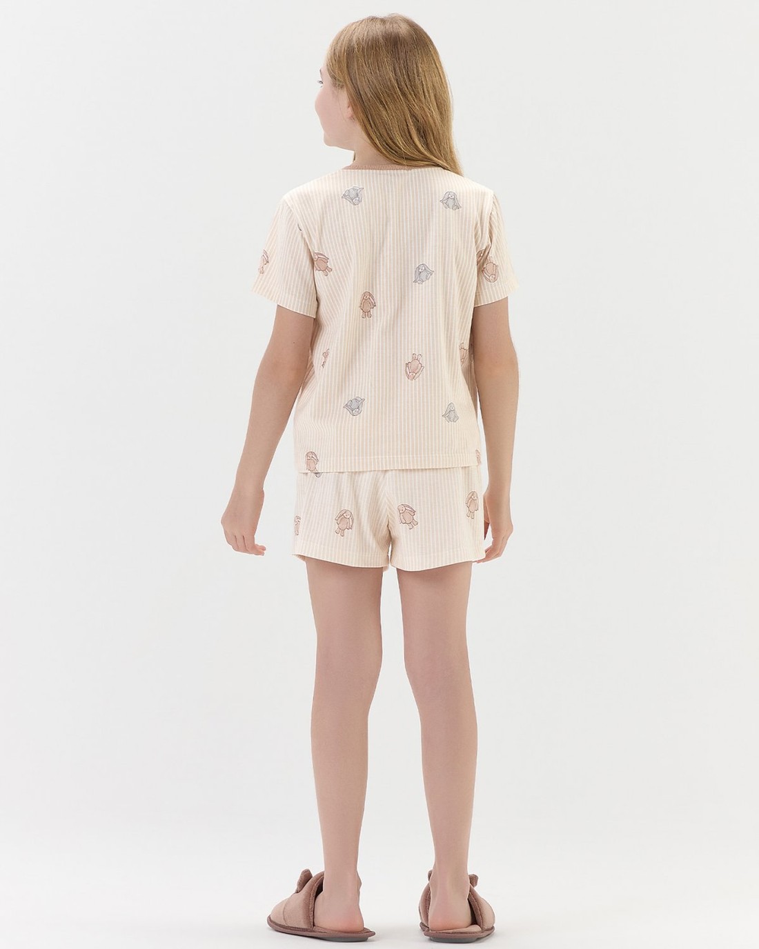 Pijama Feminino Infantil Manga Curta Com Shorts Pijama Feminino Infantil Manga Curta Com Shorts