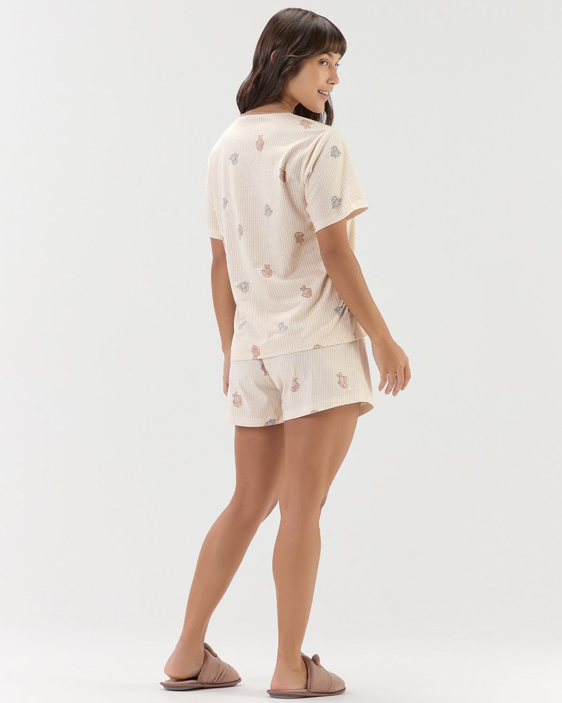 Pijama Feminino Manga Curta Com Shorts