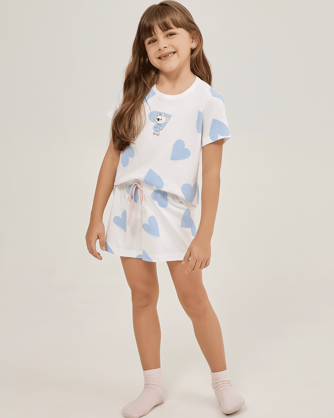 Pijama Feminino Infantil Manga Curta Com Short Pijama Feminino Infantil Manga Curta Com Short