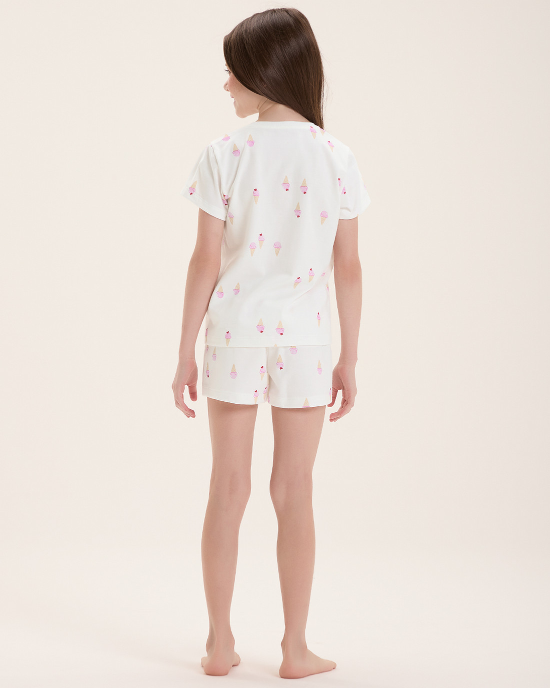 Pijama Infantil Feminino Manga Curta Com Shorts