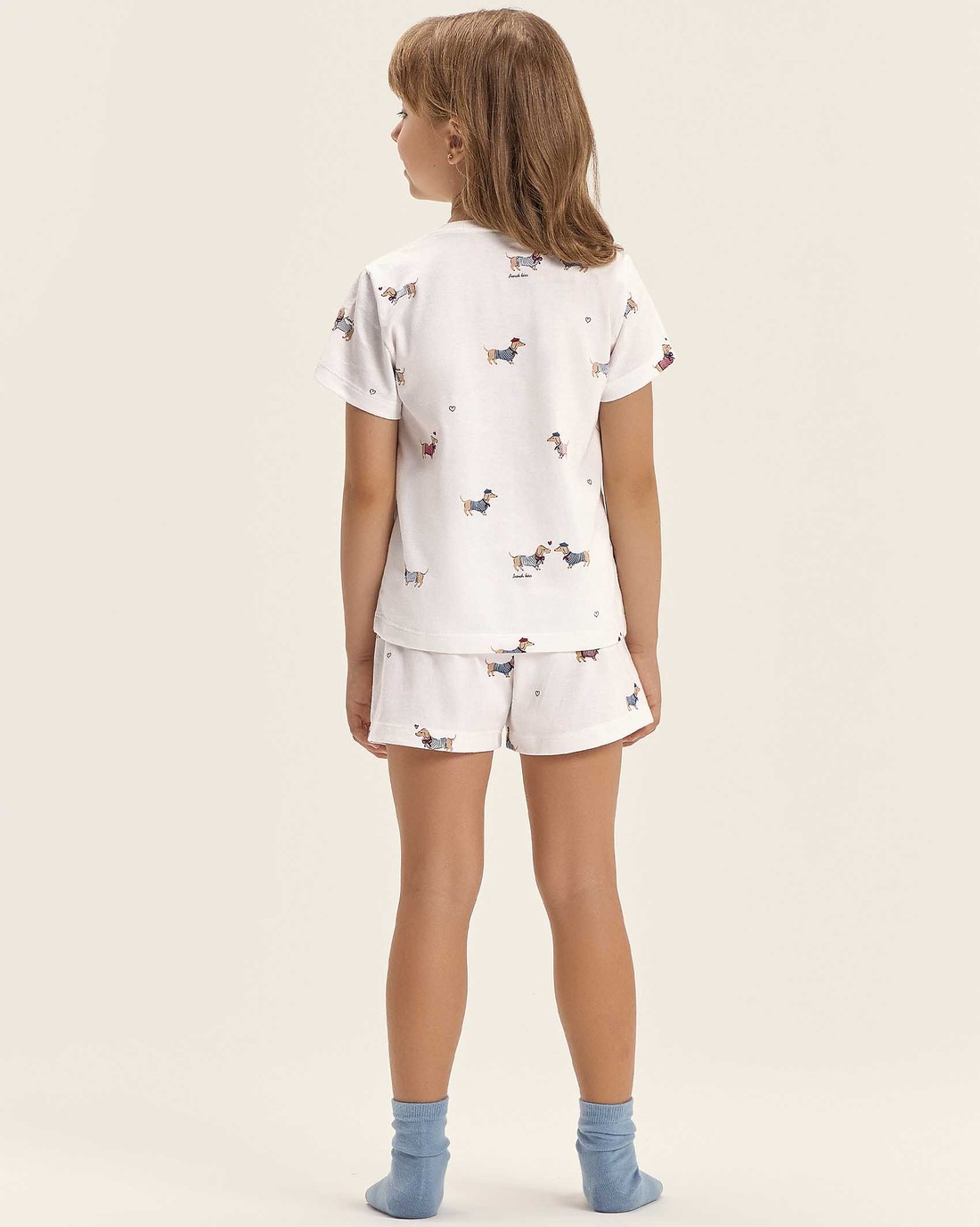 Pijama Feminino Infantil Manga Curta Com Shorts