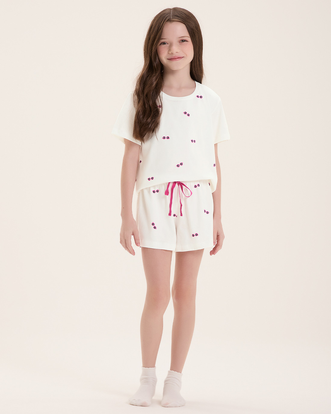 Pijama Infantil Feminino Manga Curta Com Shorts Pijama Infantil Feminino Manga Curta Com Shorts