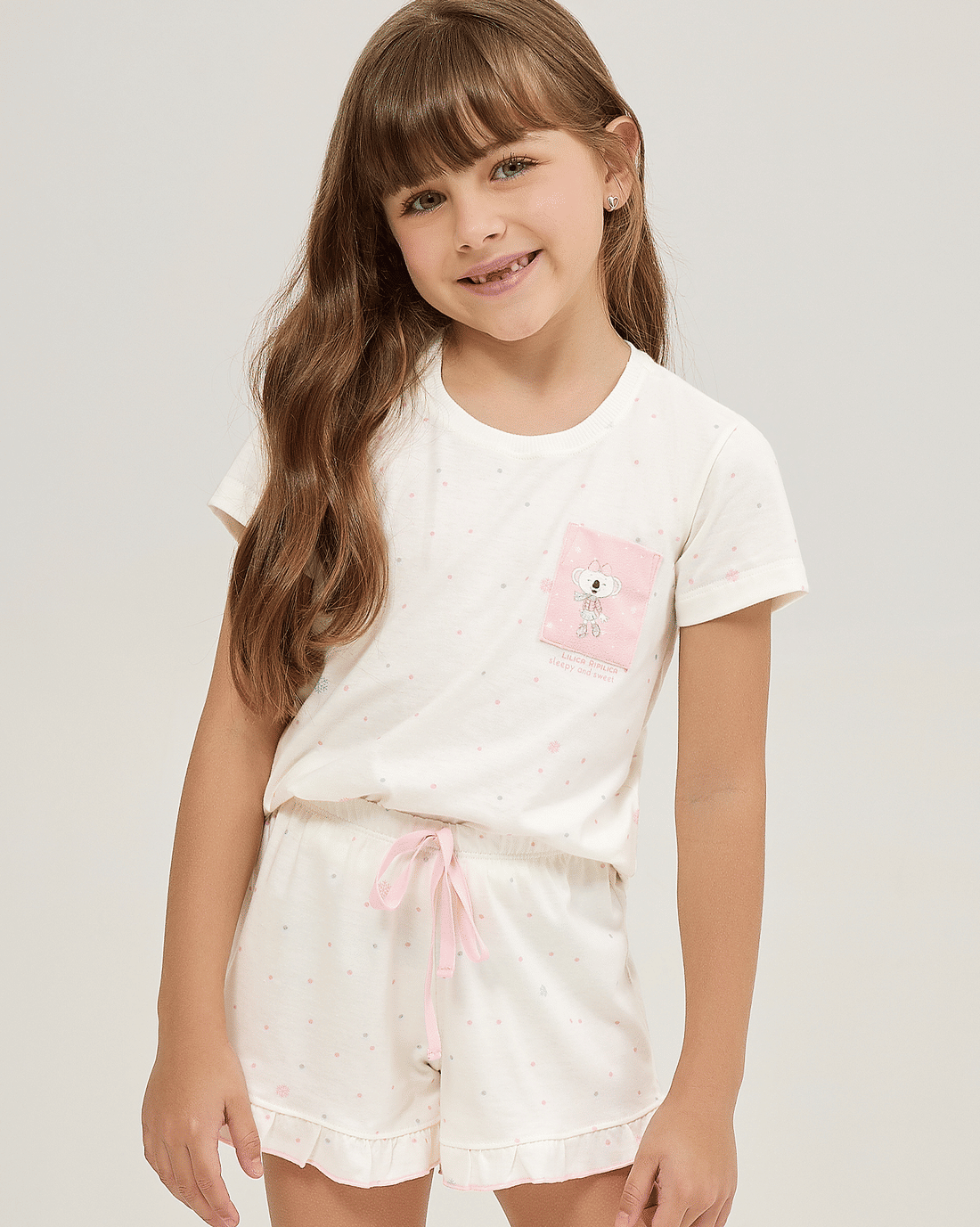 Pijama Feminino Infantil Manga Curta Com Short Pijama Feminino Infantil Manga Curta Com Short