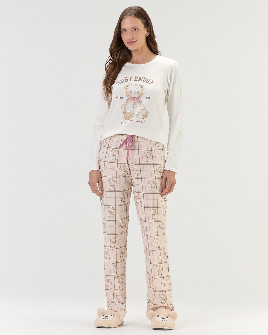 Pijama Feminino Manga Longa Com Calça Pijama Feminino Manga Longa Com Calça
