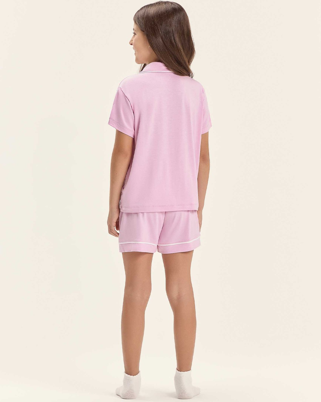 Pijama Feminino Infantil Manga Curta Americano Com Shorts Pijama Feminino Infantil Manga Curta Americano Com Shorts