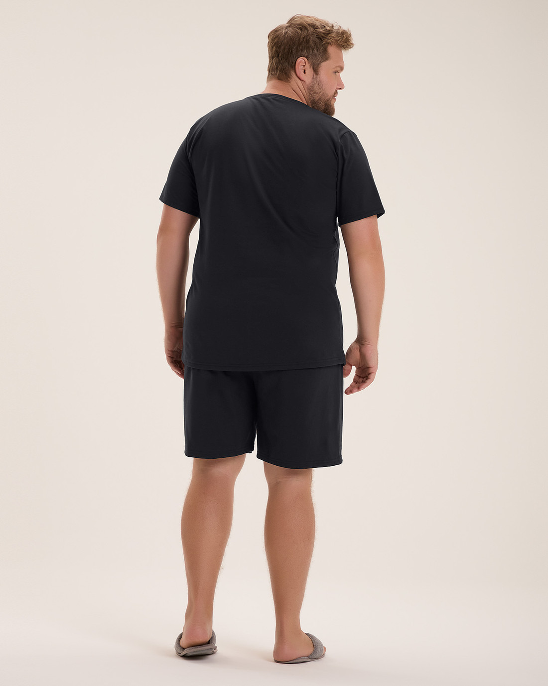 Pijama Masculino Manga Curta Com Bermuda Plus Size