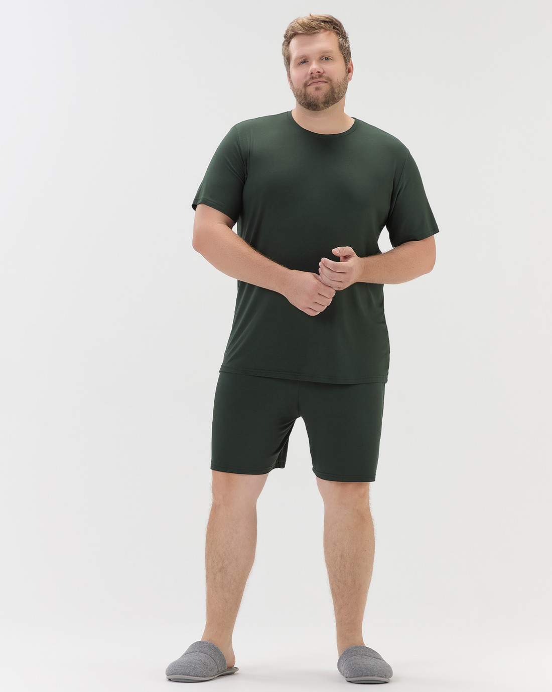 Pijama Masculino Manga Curta Com Bermuda Plus Size